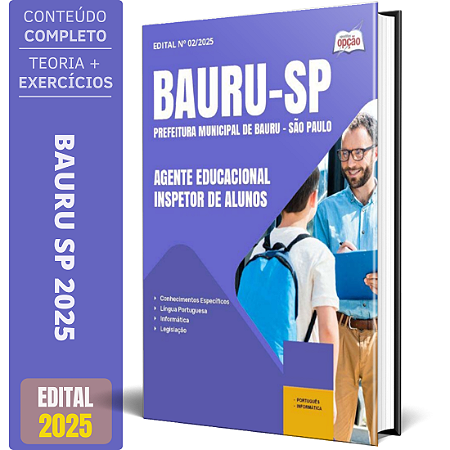 Apostila Prefeitura de Bauru SP 2025 - Agente Educacional - Inspetor de Alunos