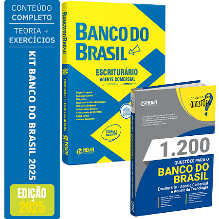 Kit Banco do Brasil 2025 - Escriturário - Agente Comercial + Testes