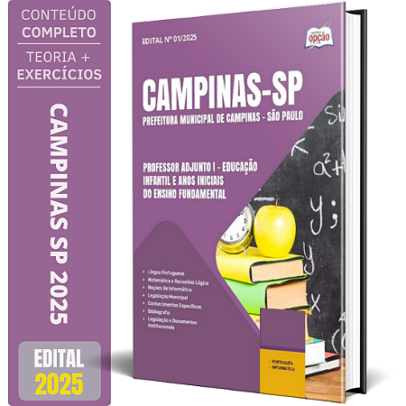 Apostila Prefeitura de Campinas SP 2025 - Professor Adjunto I - Educação Infantil e Anos Iniciais do Ensino Fundamenta