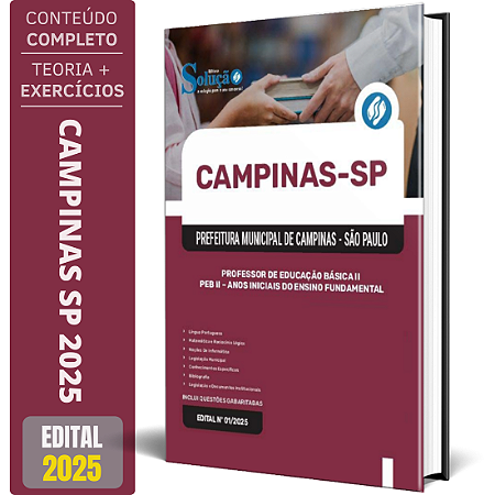 Apostila Prefeitura de Campinas SP 2025 - Professor de Educação Básica II - Anos Iniciais do Ensino Fundamental