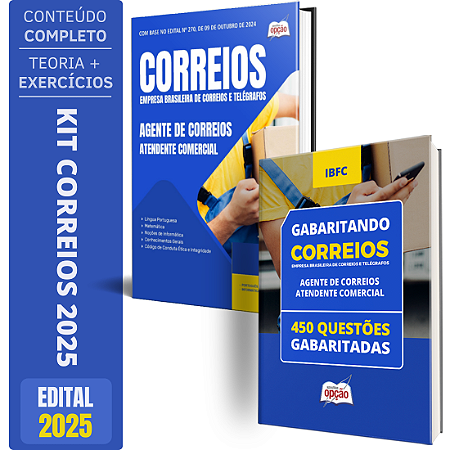 Kit Apostila Concurso CORREIOS Atendente Comercial + Testes 2025