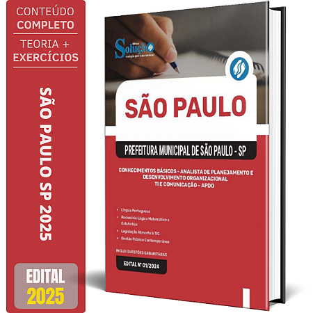Apostila Prefeitura de São Paulo - SP 2025 - Analista de Planejamento e Desenvolvimento Organizacional (TI)