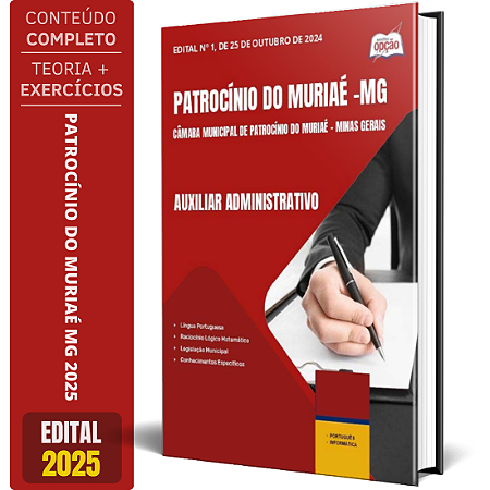 Apostila Câmara de Patrocínio do Muriaé MG 2025 - Auxiliar Administrativo