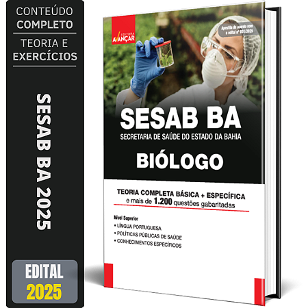 Apostila SESAB BA 2025 - SECRETARIA DE SAÚDE DO ESTADO DA BAHIA - BIÓLOGO