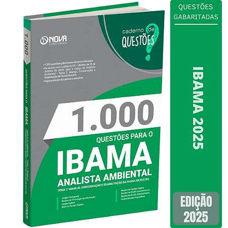 Livro 1000 Questões Concurs IBAMA 2025 Analista Ambiental - Tema 2