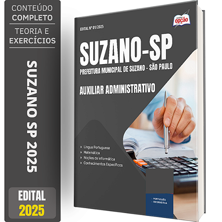 Apostila Prefeitura de Suzano SP 2025 - Auxiliar Administrativo