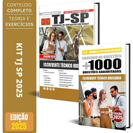 Kit Apostila TJ SP 2025 - Escrevente Técnico Judiciário + 1000 Questões