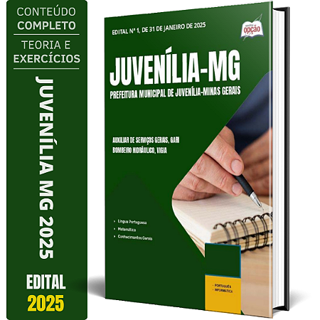 Apostila Prefeitura de Juvenília MG 2025 - Auxiliar de Serviços Gerais, Gari, Bombeiro Hidráulico e Vigia