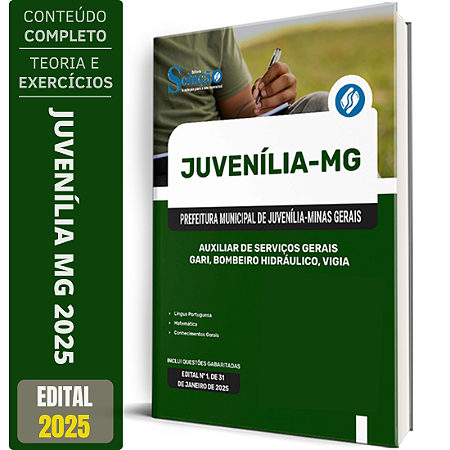 Apostila Prefeitura de Juvenília MG 2025 - Auxiliar de Serviços Gerais, Gari, Bombeiro Hidráulico e Vigia