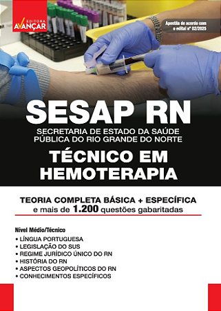 Apostila Concurso Sesap Rn 2025 - Técnico Em Hemoterapia