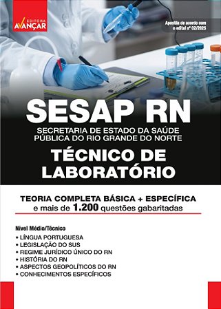 Apostila Concurso Sesap Rn 2025 - Técnico De Laboratório