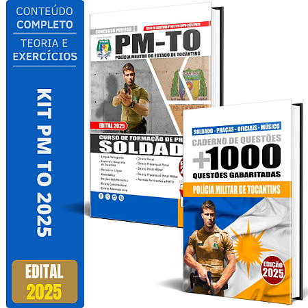 Kit Apostila Polícia Militar Pm To Soldado + Livro Questões 2025
