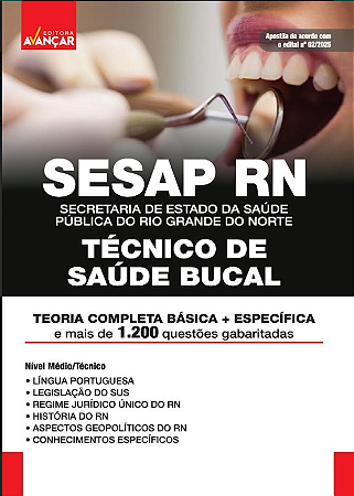 Apostila Concurso Sesap Rn 2025 - Técnico De Saúde Bucal