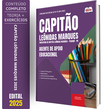 Apostila Prefeitura de Capitão Leônidas Marques PR 2025 - Agente de Apoio Educacional