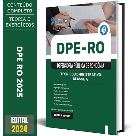 Apostila DPE RO 2025 - Técnico Administrativo - Classe A
