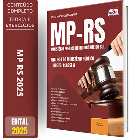 Apostila MP RS 2025 - Analista do Ministério Público - Direito, Classe A