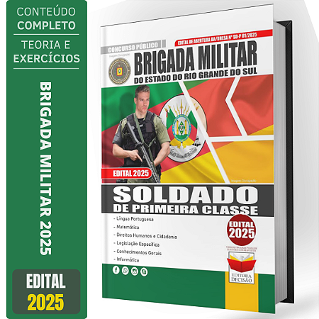 Apostila Brigada Militar Rs 2025 - Soldado De Primeira Classe