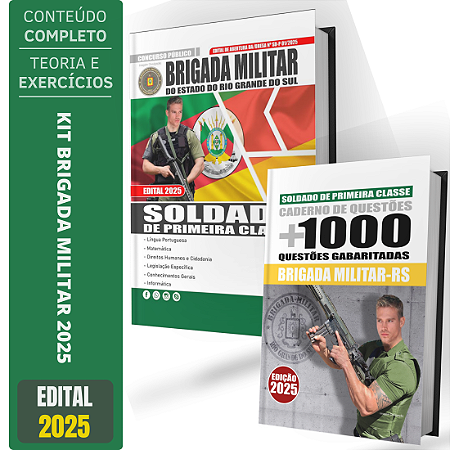Kit Apostila Concurso Brigada Militar Rs 2025 - Soldado + Caderno De Testes