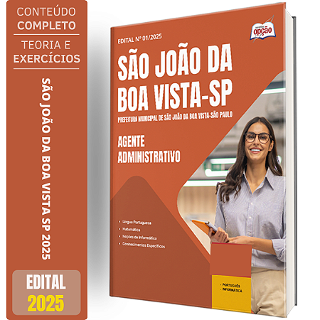 Apostila Prefeitura de São João da Boa Vista SP 2025 - Agente Administrativo