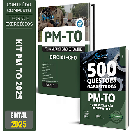 Kit Apostila CFO PM TO 2025 - Curso Formação de Oficiais + Livro de Questões