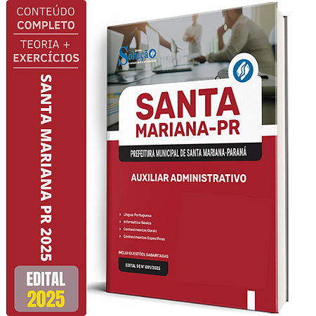 Apostila Prefeitura de Santa Mariana PR 2025 - Auxiliar Administrativo
