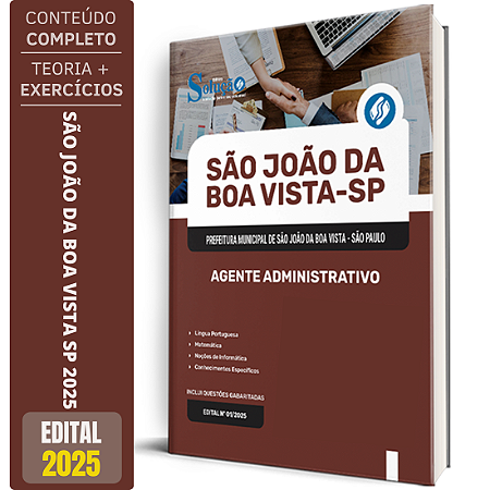 Apostila Prefeitura de São João da Boa Vista SP 2025 - Agente Administrativo