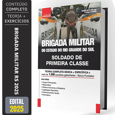Apostila Brigada Militar 2025 - Soldado De Primeira Classe