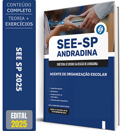 Apostila SEE SP Andradina 2025 - Agente de Organização Escolar