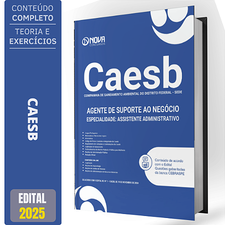 Apostila CAESB 2025 - Agente de Suporte ao Negócio - Especialidade: Assistente Administrativo
