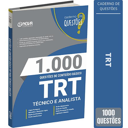 Livro 1.000 Questões TRT - Tribunal Regional do Trabalho - Técnico e Analista