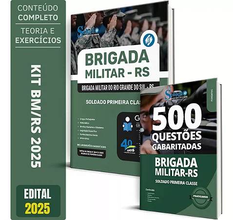 Kit Apostila Completa Brigada Militar Rs 2025 - Soldado + Caderno De Questões