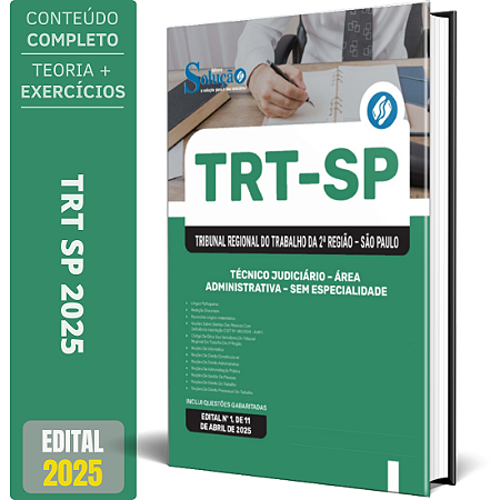 Apostila TRT SP 2ª Região 2025 - Técnico Judiciário - Área Administrativa - Sem Especialidade