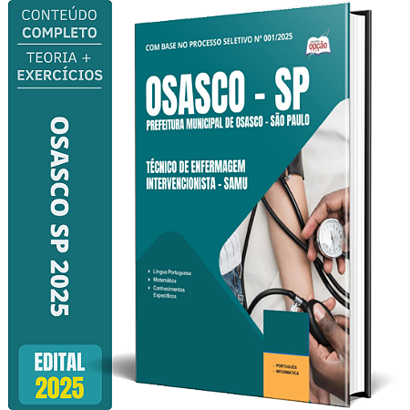Apostila Prefeitura de Osasco SP 2025 - Técnico de Enfermagem Intervencionista - SAMU