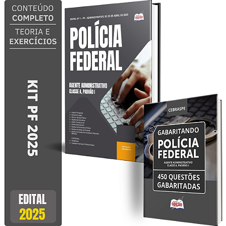 Kit Apostila Polícia Federal 2025 - Agente Administrativo + Testes