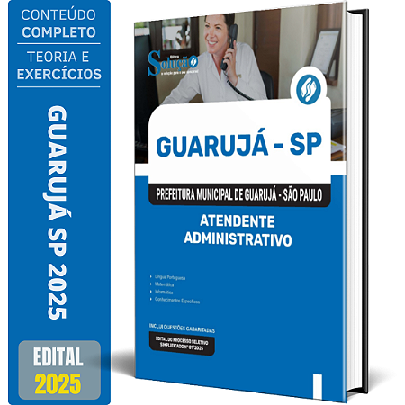 Apostila Prefeitura de Guarujá SP 2025 - Atendente Administrativo