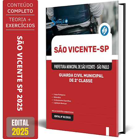 Apostila Prefeitura de São Vicente SP 2025 - Guarda Civil Municipal de 2ª Classe