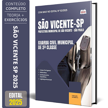 Apostila Prefeitura de São Vicente SP 2025 - Guarda Civil Municipal de 2ª Classe