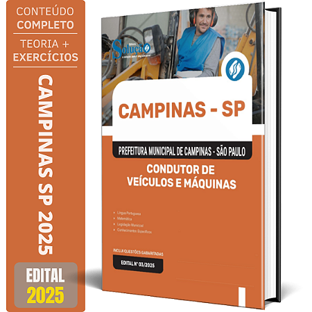 Apostila Prefeitura de Campinas SP 2025 - Condutor de Veículos e Máquinas