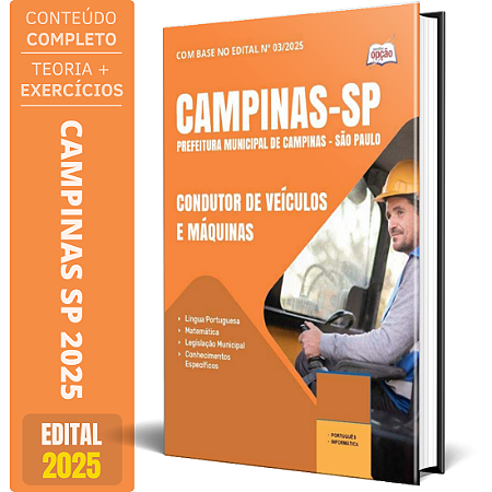 Apostila Concurso Campinas Sp 2025 - Condutor De Veículos E Máquinas