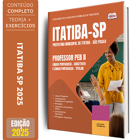 Apostila Prefeitura de Itatiba SP 2025 - Professor PEB II - Língua Portuguesa - Substituto e Professor PEB II - Língua