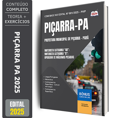 Apostila Piçarra PA 2025 - Motorista e Operador Máquinas Pesadas