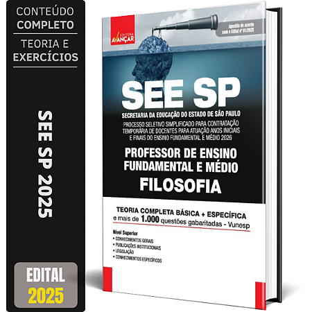 Apostila SEE SP 2025 - Professor de Filosofia - Temporário