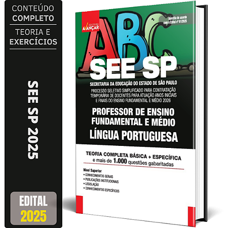Apostila SEE SP 2025 - Professor de Língua Portuguesa - Temporário