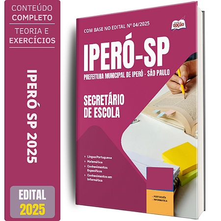 Apostila Prefeitura de Iperó SP 2025 - Secretário de Escola