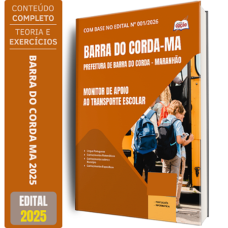 Apostila Prefeitura de Barra do Corda MA 2025 - Monitor de Apoio ao Transporte Escolar