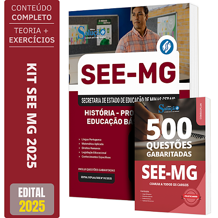 Kit Apostila SEE-MG 2025 - Professor de História + Testes