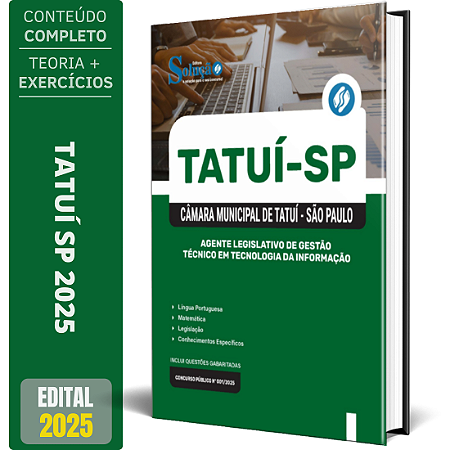 Apostila Câmara de Tatuí SP 2025 - Agente Legislativo de Gestão Técnico em Tecnologia da Informação