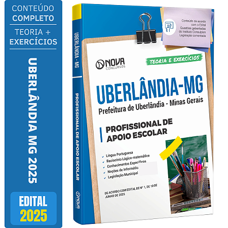 Apostila Prefeitura de Uberlândia MG 2025 - Profissional de Apoio Escolar