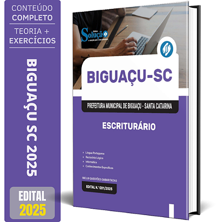 Apostila Prefeitura de Biguaçu SC 2025 - Escriturário