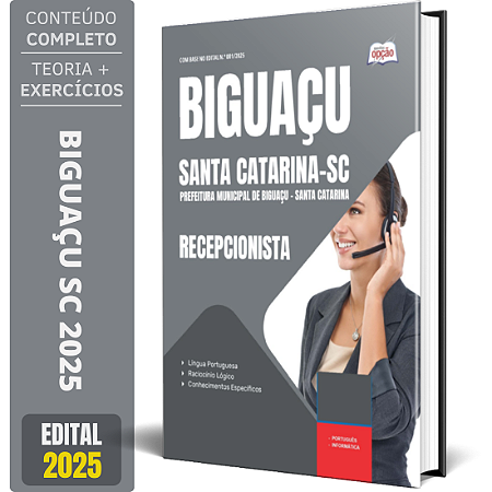 Apostila Prefeitura de Biguaçu SC 2025 - Recepcionista